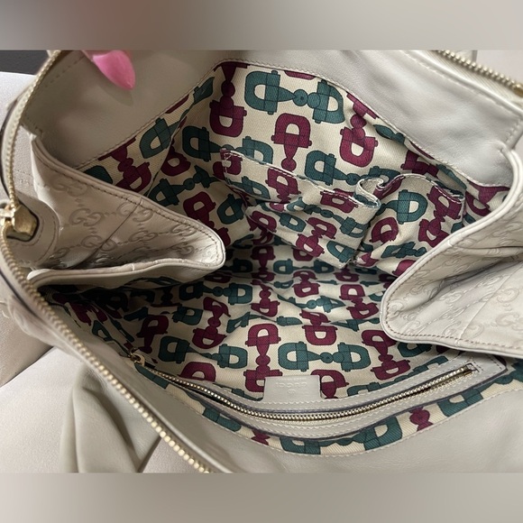 Auth GUCCI GG Crystal Hysteria Crest Hand Bag Coated Canvas Leather Cream - Picture 7 of 11